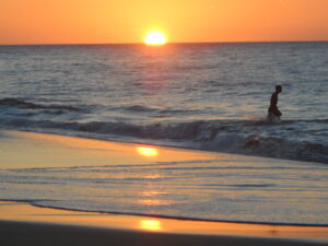 Coucher de soleil sur la plage de Grande Anse, Deshaies